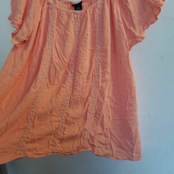 Torrid Coral Peach Ruffle Gauze Blouse Top 0X - Picture 6 of 8